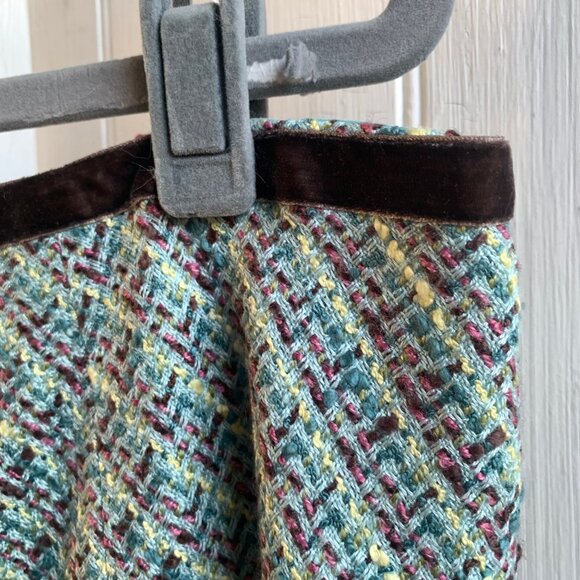 Tapemeasure Vintage Y2K Blue PInk Tweed Pastel Skirt Bow Detail Slit w Slip - 18 - Picture 4 of 16